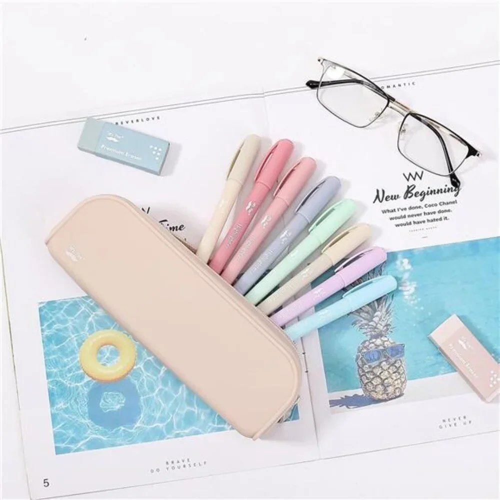 Women Small Silicone Pencil Case, Malibu Dune Color Pencil Pouch Pencil Case‎